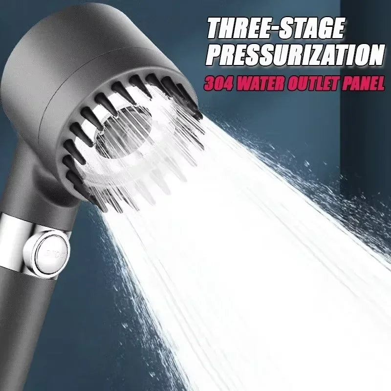 3-Mode High Pressure Filter Shower Head with Massage Brush