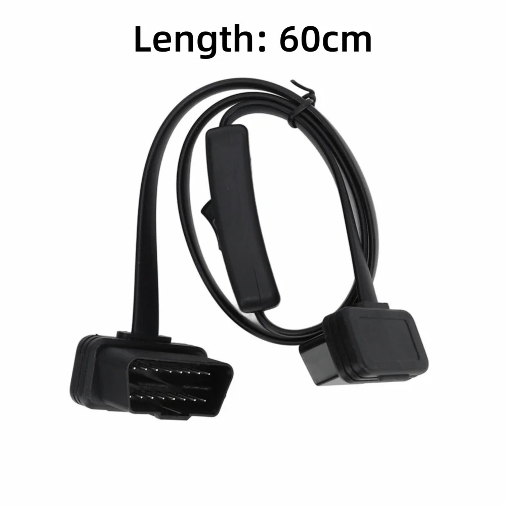 16-Pin OBD2 Extension Cable with Power Switch – Flat Diagnostic Adapter