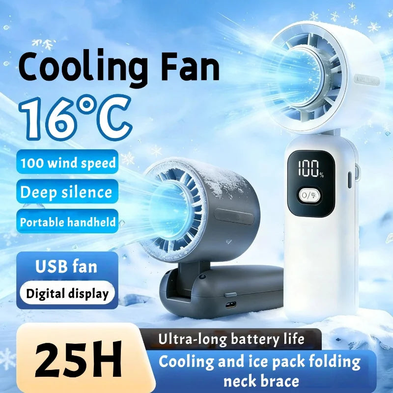 Portable Handheld Fan 100-Speed Foldable Rechargeable USB-C Handheld Portable Fan Nixie