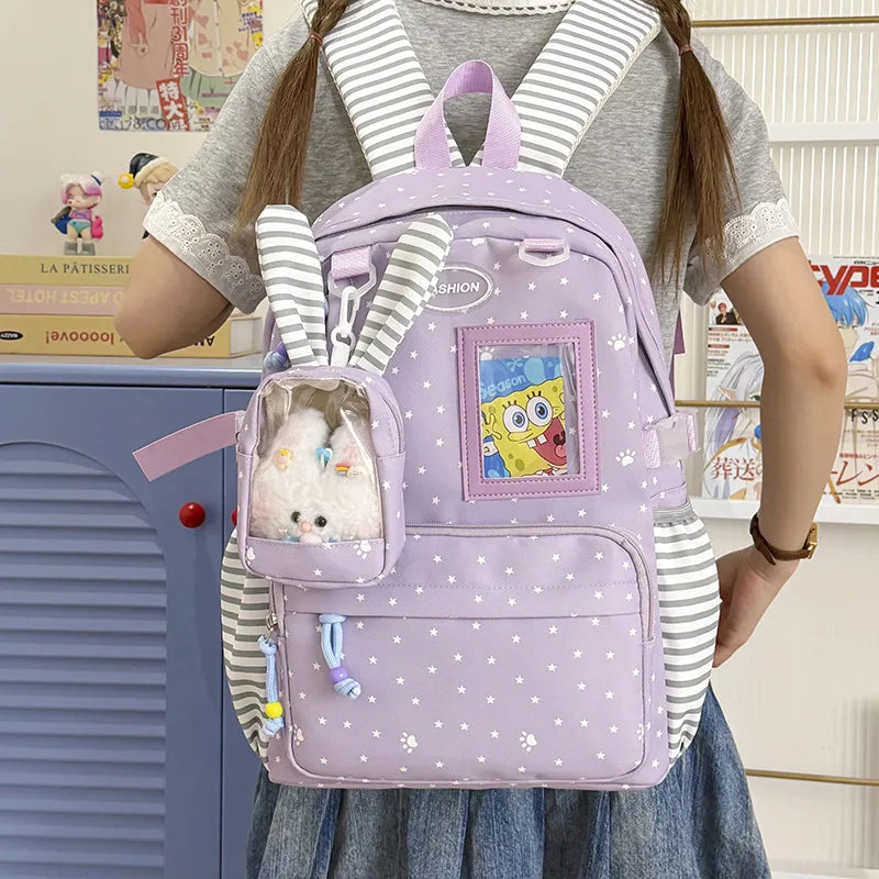 Pink Polka Dot Backpack – Cute Sweet Style for Teen Girls Student Backpack Nixie