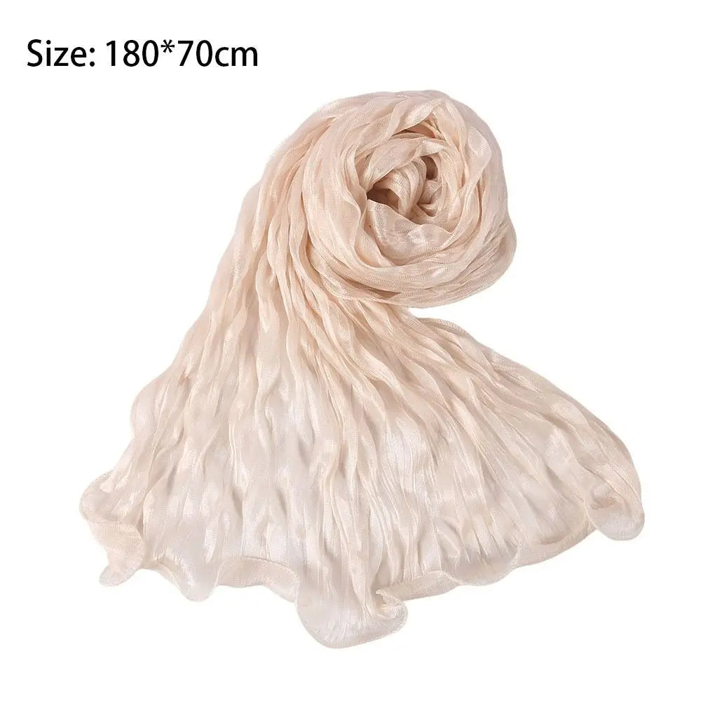 Solid Color Chiffon Scarf Ruffled Shawl & Head Wrap