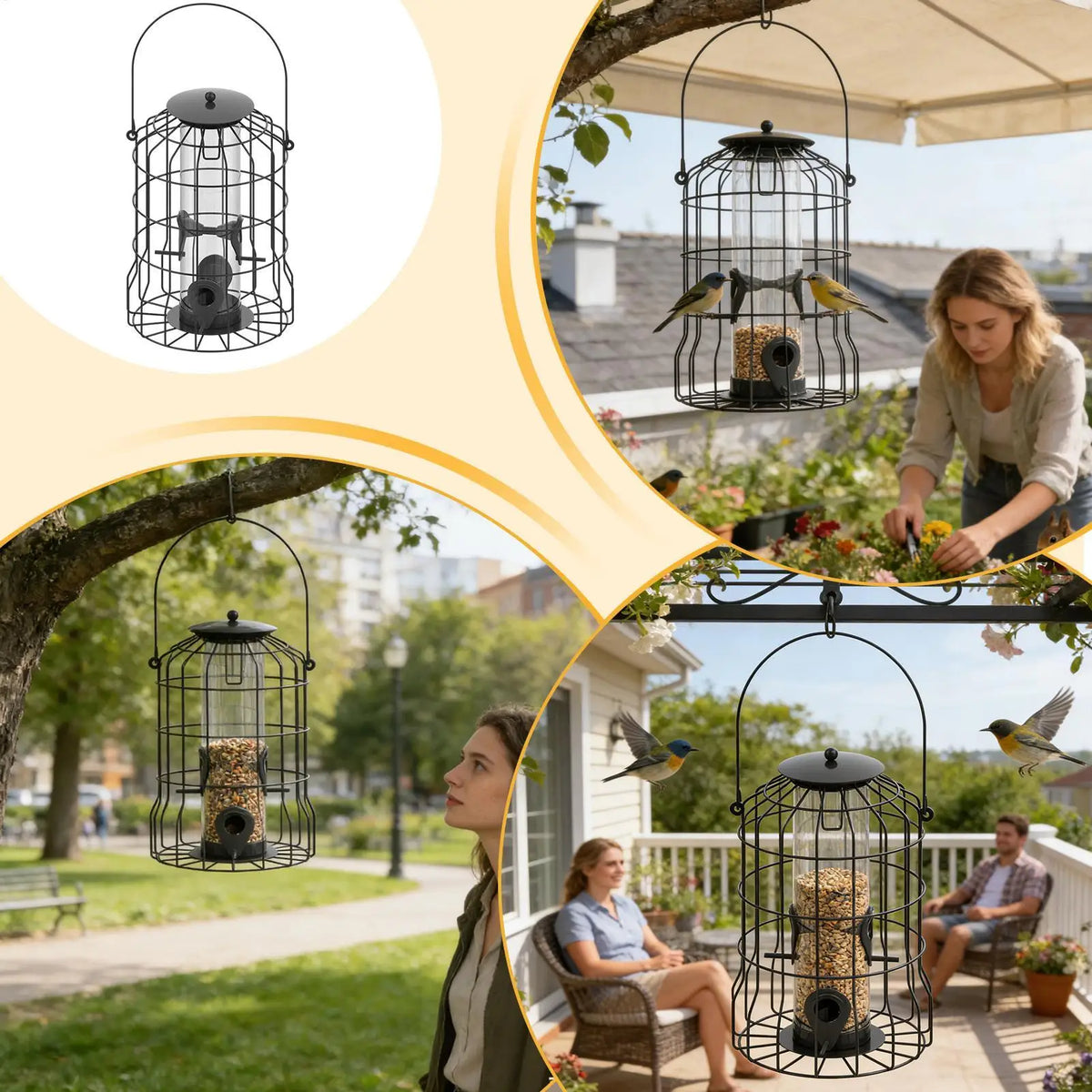 4-Port Squirrel-Proof Tubular Hanging Bird Feeder – Weatherproof Hanging Bird Feeder Nixie