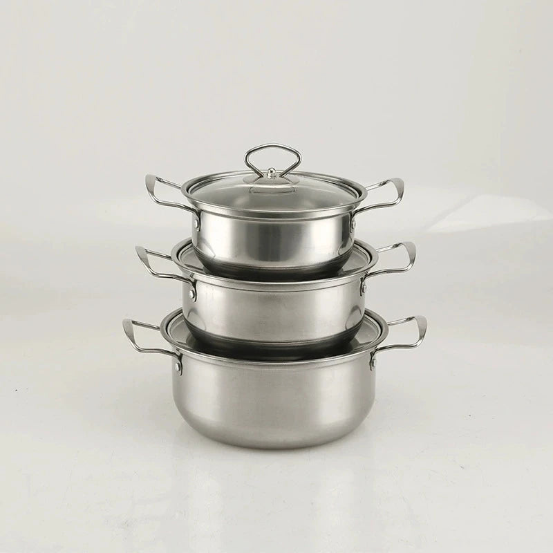 6-Piece Non-Stick Stainless Steel Cookware Set – 3 Pots & Lids Cookware Set Nixie
