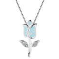 Rose Flower Opal Pendant Necklace – 5 Colors | Nixie Choker Pendant Necklace Nixie Light Yellow Gold Color 45cm