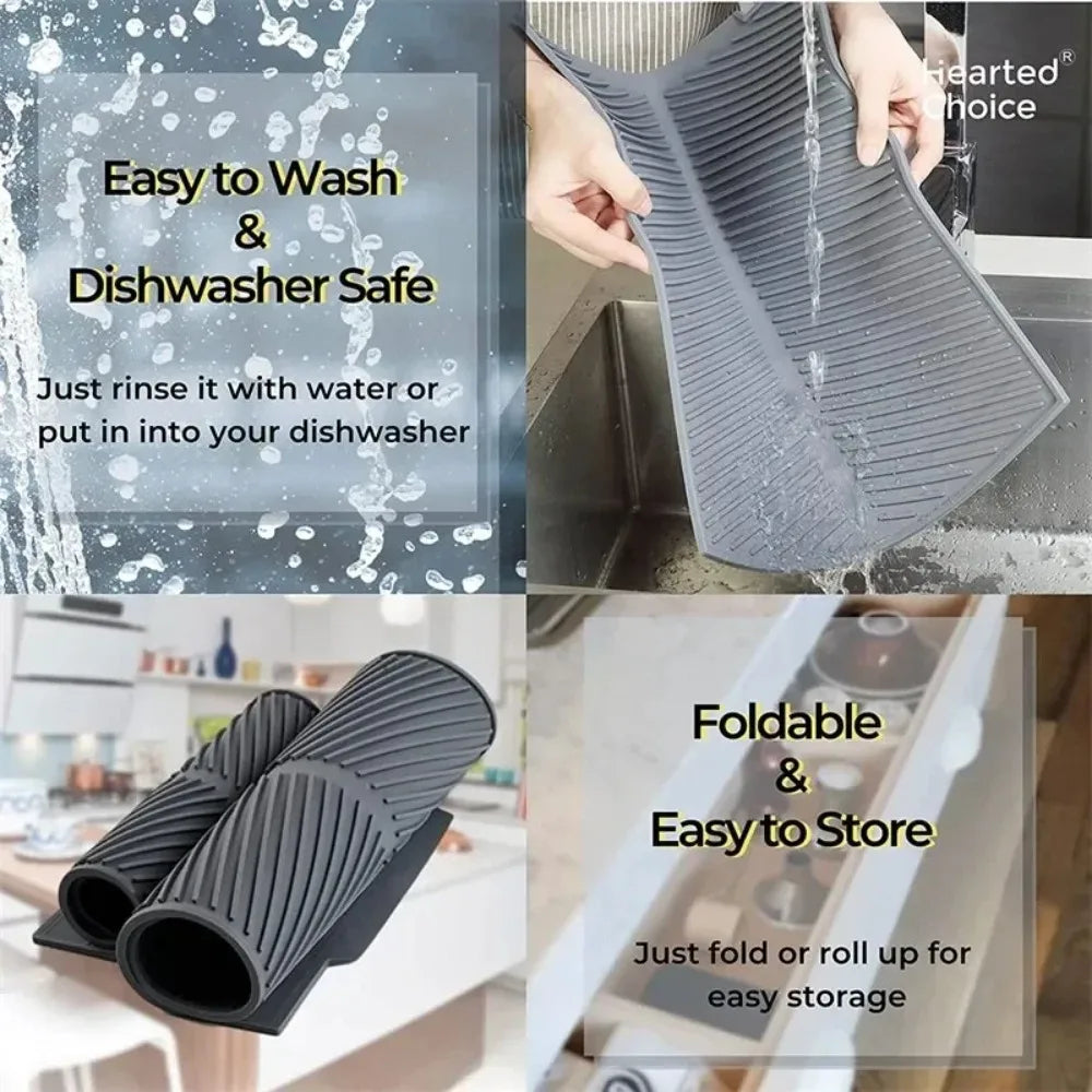Silicone Dish Draining Mat – Non-Slip & Heat-Resistant Kitchen Pad