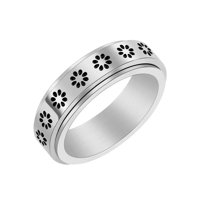 Stainless Steel Spinner Fidget Ring – Punk Skull Star Unisex Spinner Fidget Ring Nixie