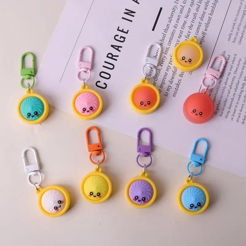 Kawaii Steamed Bun Keychain Soft PVC Cute Smile Bag Charm Novelty Keychain Charm Nixie