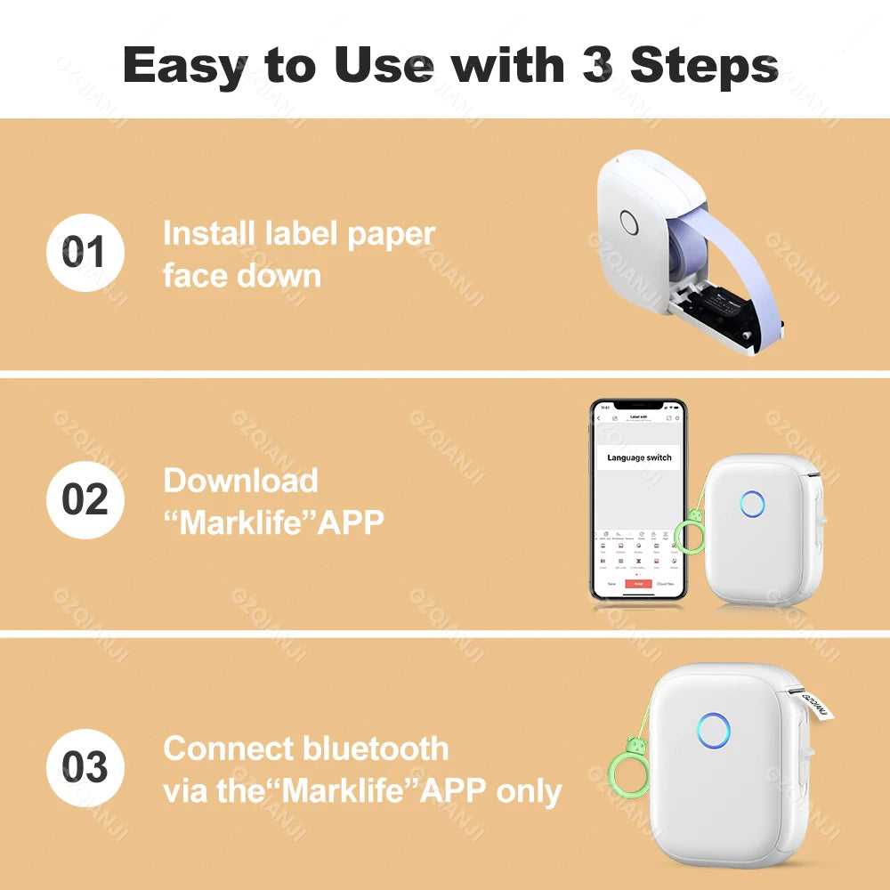 Marklife P12 Bluetooth Thermal Label Printer with Cutter Thermal Label Printer Nixie