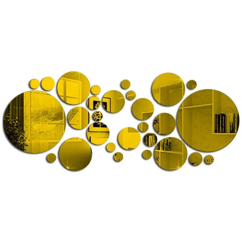 26Pcs 3D Round Acrylic Mirror Wall Stickers – DIY Home Decor Mirror Wall Stickers Nixie