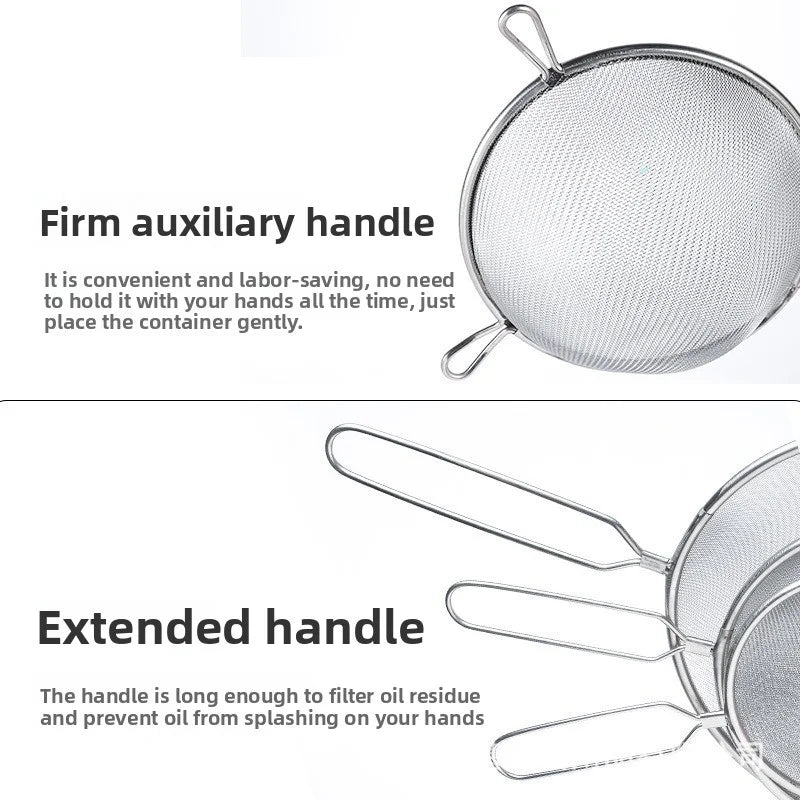 Stainless Steel Fine Mesh Skimmer Sieve with Long Handle Mesh Strainer Sieve Nixie