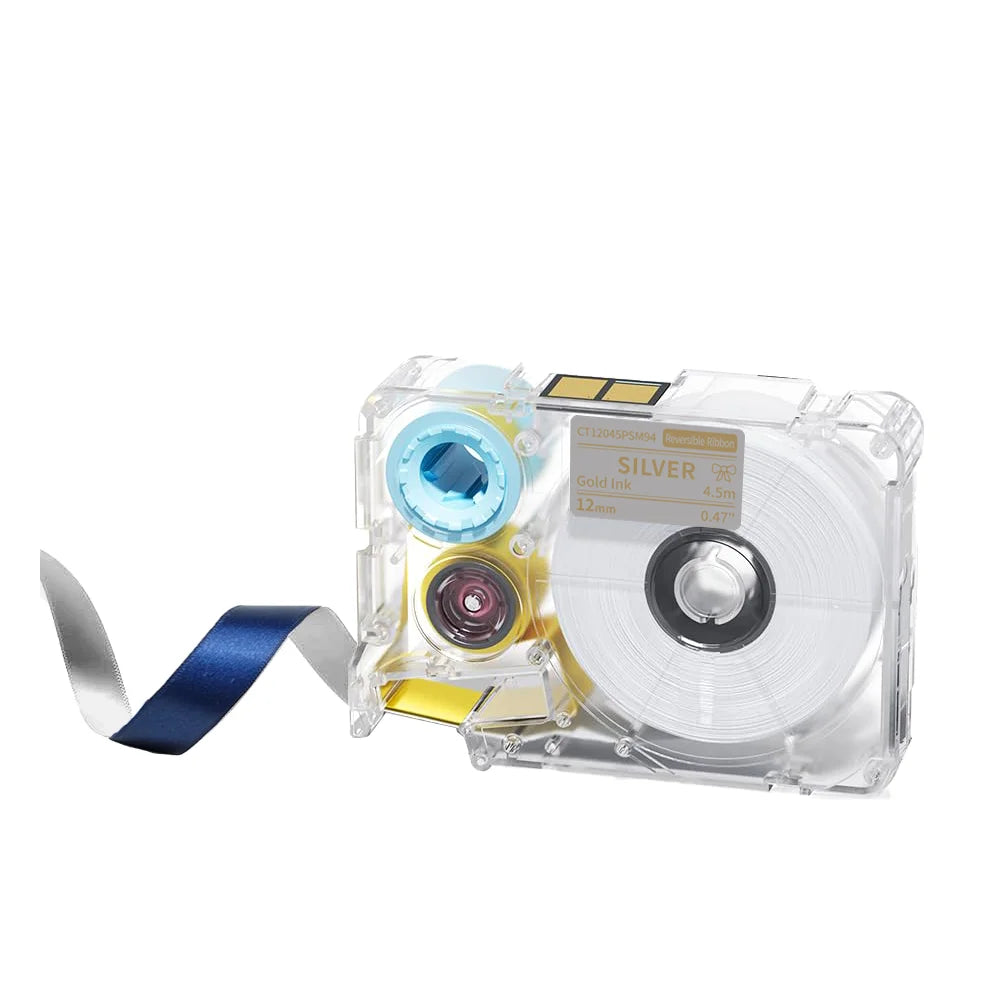Phomemo A30 P15 Two-Tone Satin Ribbon Cartridge 12mm × 4.5m Printer Ribbon Cartridge Nixie gold on sliver-blue