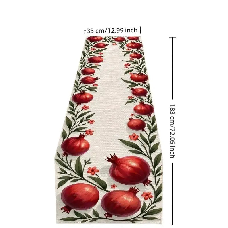 Rosh Hashanah Pomegranate Table Runner | Jewish Holiday Décor Holiday Table Runner Nixie