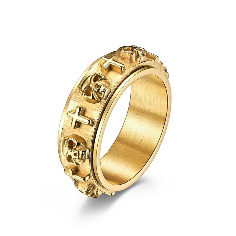 Stainless Steel Spinner Fidget Ring – Punk Skull Star Unisex Spinner Fidget Ring Nixie
