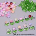 30pcs Luminous Tulip Glass Beads – DIY Earrings & Bracelets DIY Jewelry Beads Nixie Random Color Mixing 30psc