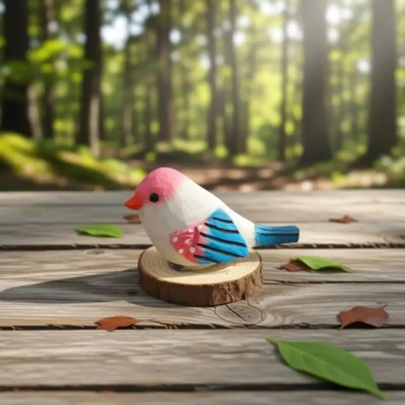 Hand Carved Wooden Bird Figurine – Hand Painted Colorful Decor Wood Bird Figurine Nixie