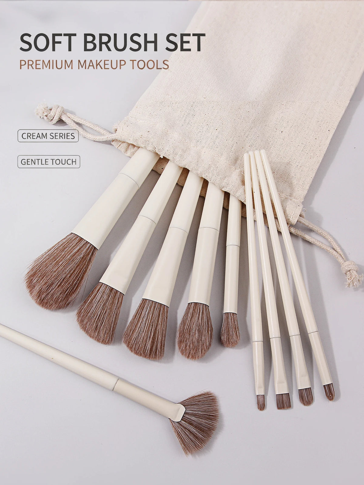 10-Piece Synthetic Makeup Brush Set with Powder Puff Makeup Brush Set Nixie