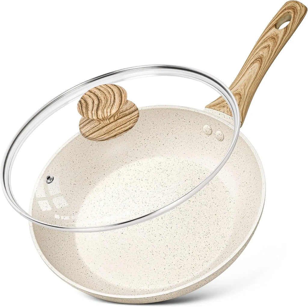 MICHELANGELO Granite Non-Stick Frying Pan with Lid | Induction Non-Stick Frying Pan Nixie S