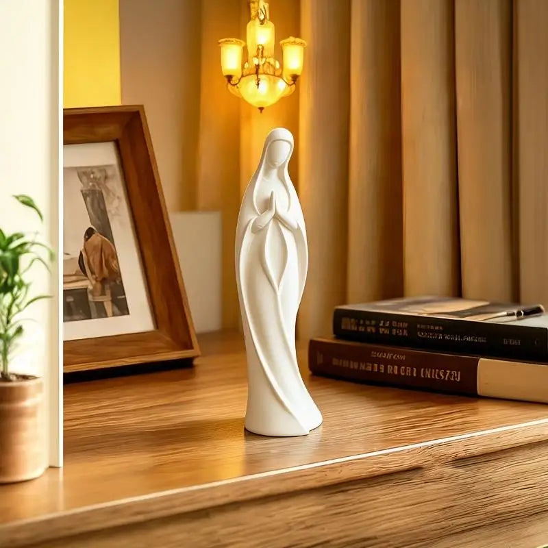 3D Printed Mother Mary Statue – Matte White Religious Figurine Religious Figurine Nixie
