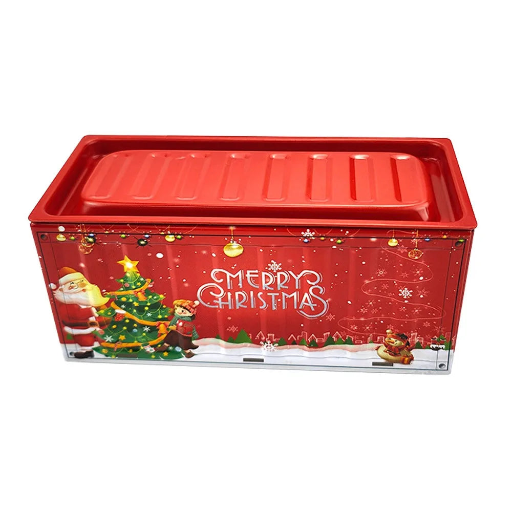 Vintage Christmas Tin Box | Retro Industrial Mini Storage