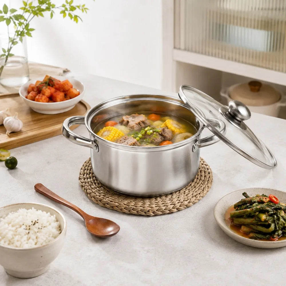 Stainless Steel Stock Pot Set with Glass Lid | Induction Ready Stock Pot Set Nixie