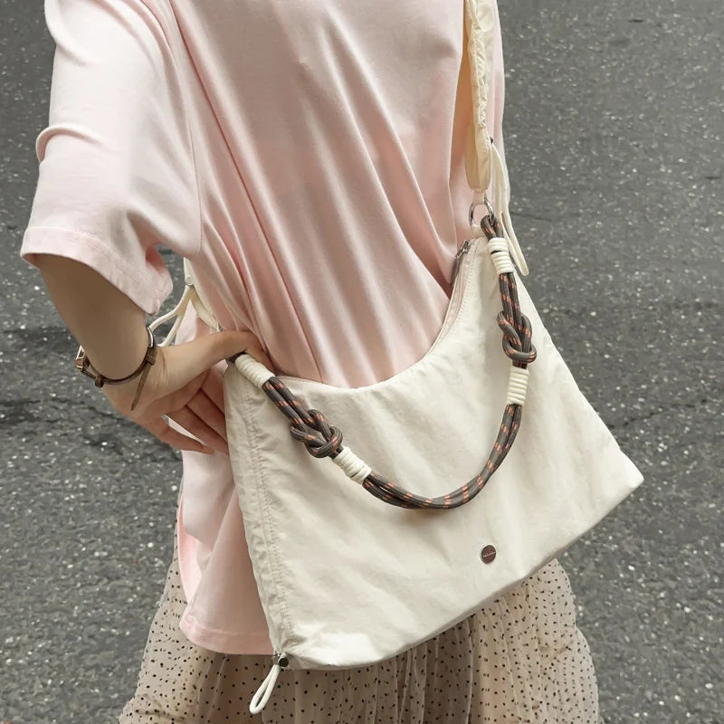 Korean Slouchy Crossbody Bag – Large Nylon Shoulder Bag