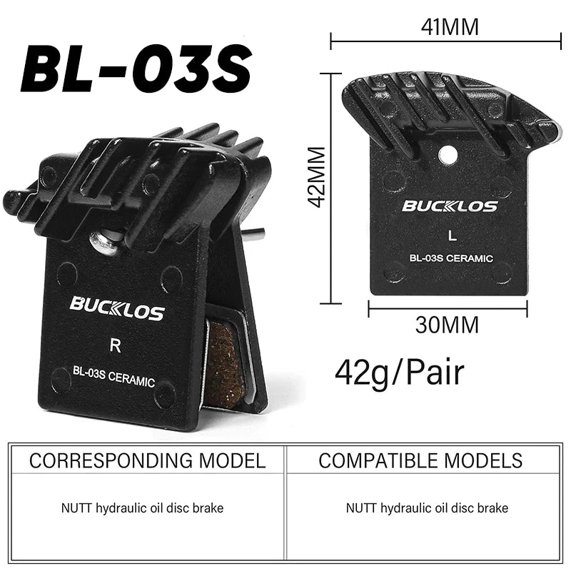 BUCKLOS Ceramic Disc Brake Pads for Shimano & SRAM MTB Road Bike Disc Brake Pads Nixie