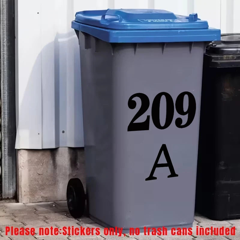 Wheelie Bin Stickers Weatherproof PVC Numbers & Letters Labels Bin Label Stickers Nixie