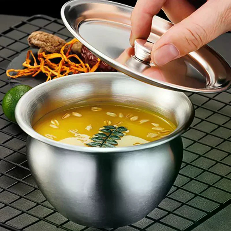 Stainless Steel Steaming Bowl with Lid | Multi-Use Kitchen Bowl Steaming Bowl Nixie