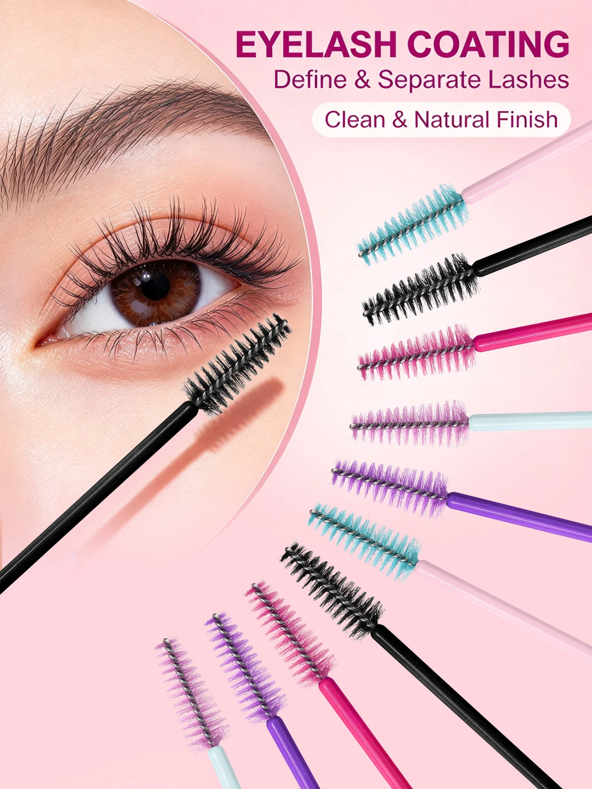 50 Pcs Mascara Wands Spoolie Eyelash & Eyebrow Brush Set Spoolie Brush Set Nixie