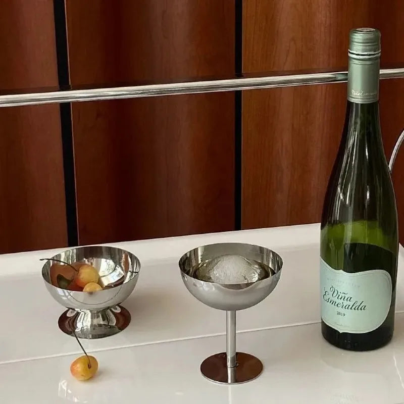 Stainless Steel Goblet Dessert Bowl with Fork – Party Tableware Dessert Bowl Set Nixie