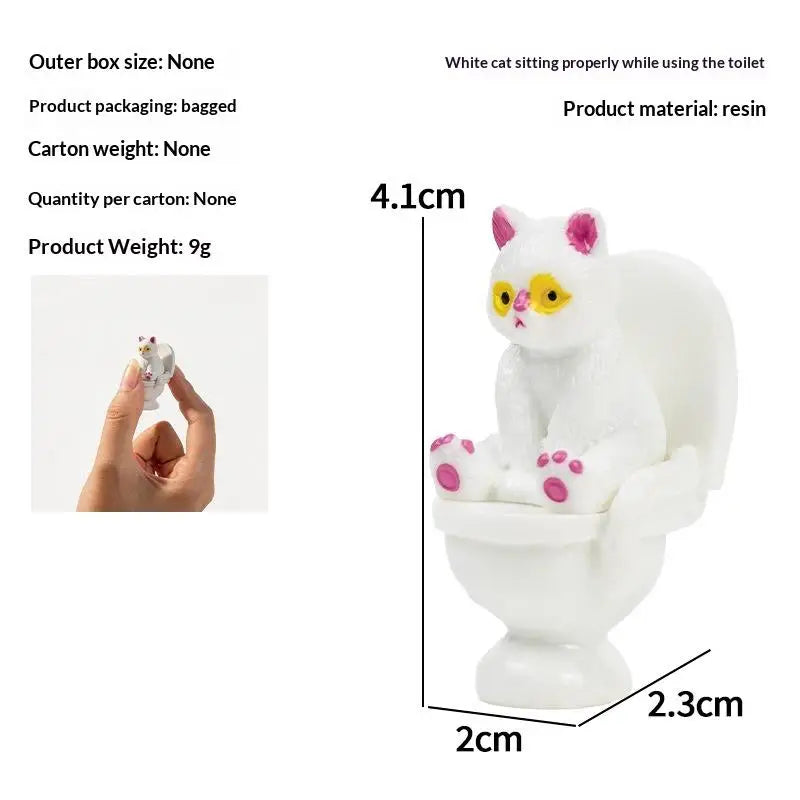 Funny Toilet Cat Resin Figurine – Cute Desktop Ornament Resin Figurine Nixie White A