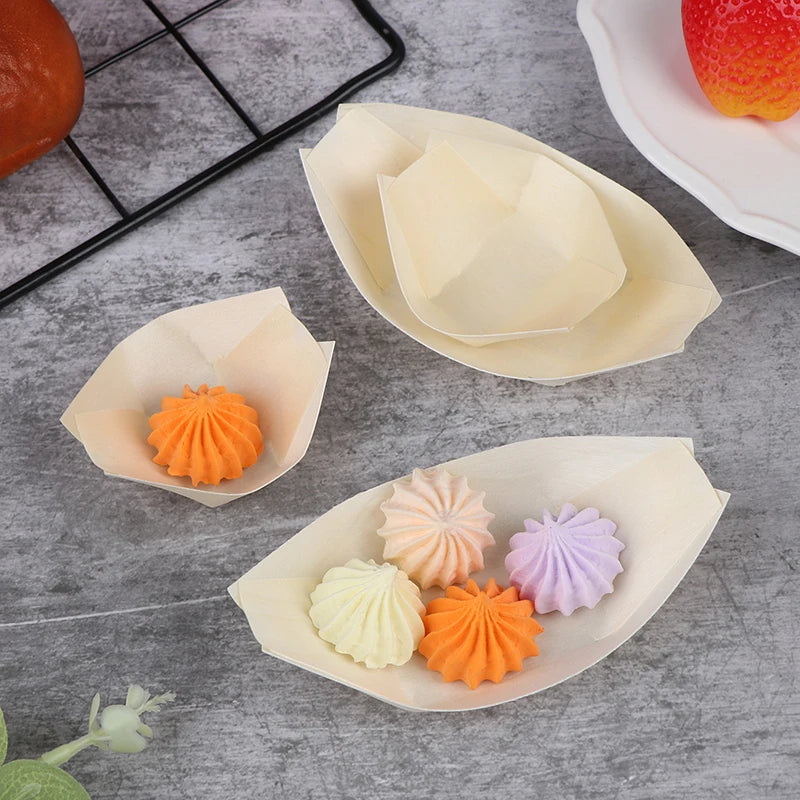 50Pcs Disposable Wood Sushi Boat Plates & Serving Trays Disposable Serving Trays Nixie