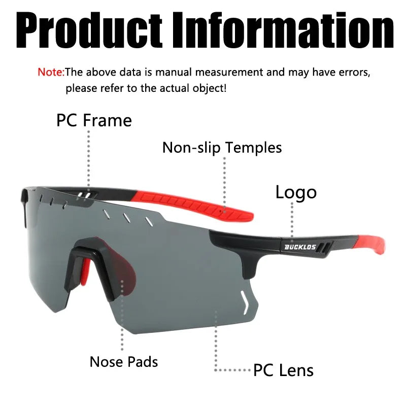 BUCKLOS UV400 Cycling Sunglasses – MTB Sports Eyewear Unisex Sports Sunglasses Nixie