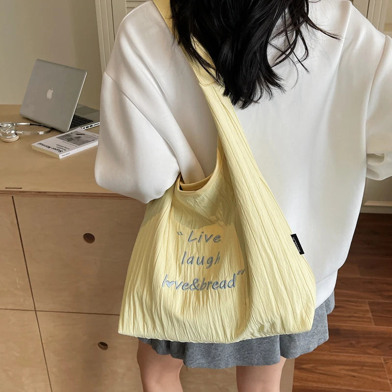 Women's Cream Tote Shoulder Bag – Versatile Polyester Handbag Tote Shoulder Bag Nixie