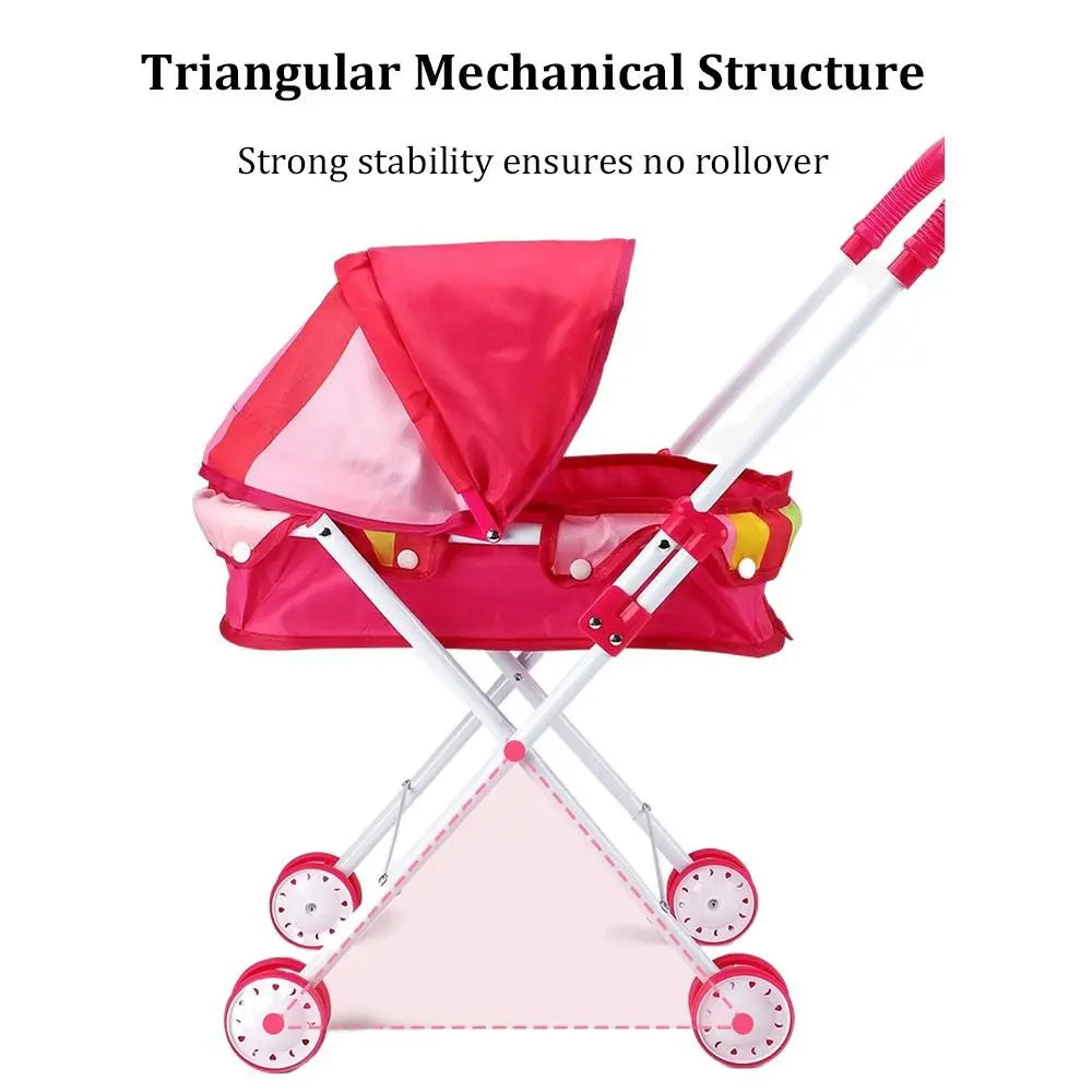 Doll Pram Baby Stroller Toy – Fits 35cm Dolls | Kids Role Play Doll Pram Toy Nixie