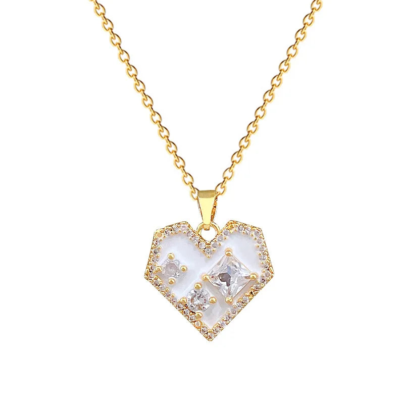 Heart Pendant Choker Necklace Gold Stainless Steel | Nixie Pendant Choker Necklace Nixie