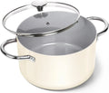MICHELANGELO 6QT Ceramic Nonstick Stock Pot with Lid | Induction Ceramic Stock Pot Nixie 6QT White