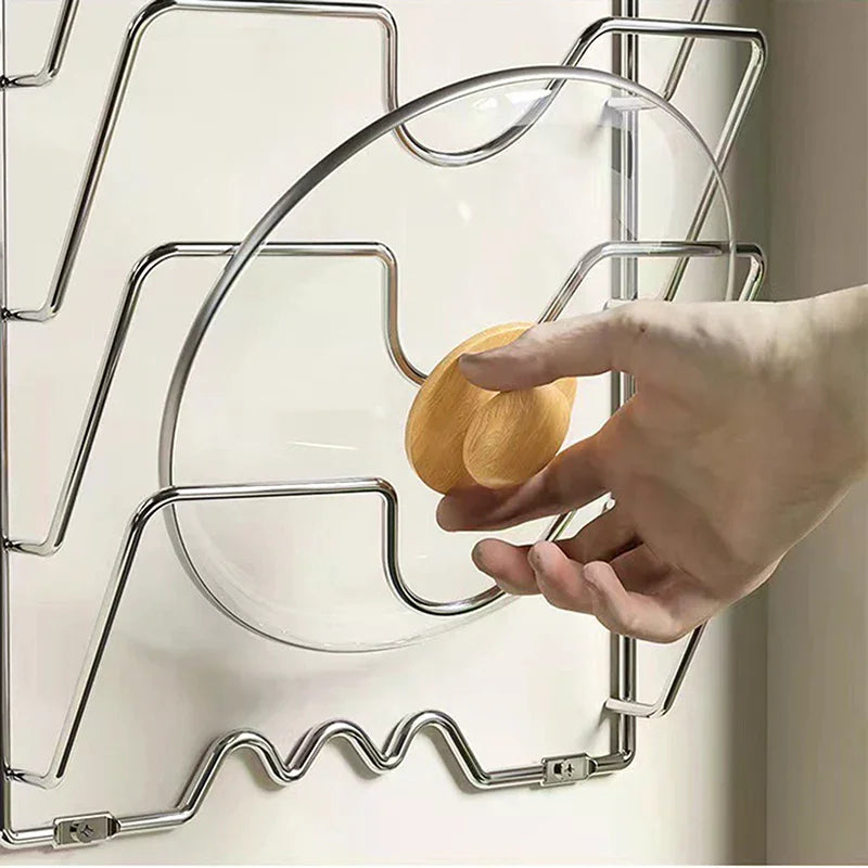 5-Layer Wall-Mounted Pot Lid Rack – Rust-Free Kitchen Organizer Pot Lid Rack Nixie