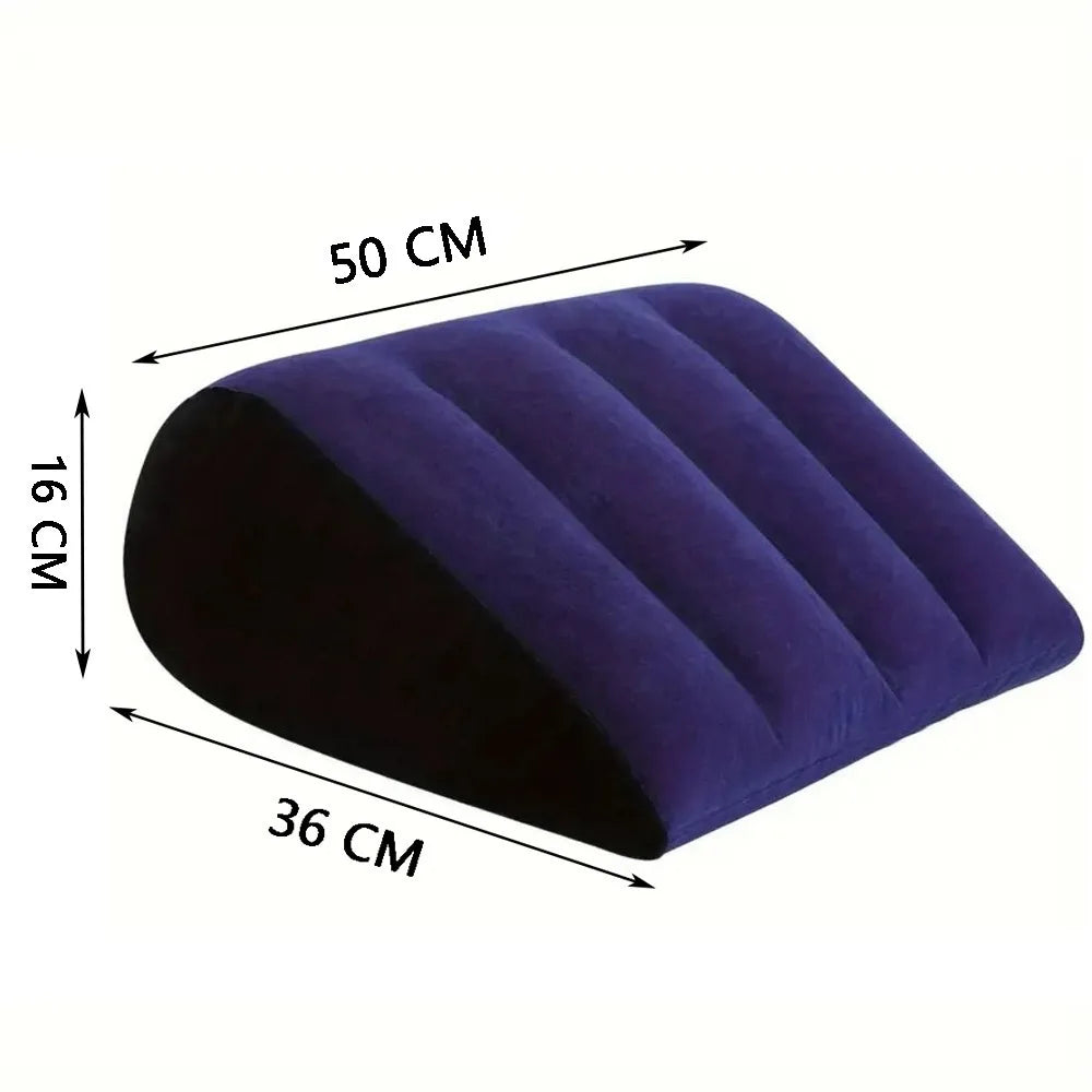 Inflatable Triangle Wedge Pillow – Portable PVC Flocking Cushion Inflatable Wedge Pillow Nixie Triangle Blue