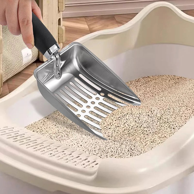 Stainless Steel Cat Litter Scoop – Long Handle Pet Cleaning Tool Cat Litter Scoop Nixie