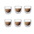 6-Pack Double Wall Glass Cups | 5 Sizes Insulated Mugs Set Insulated Glass Mugs Nixie 6 Pcs 250mll