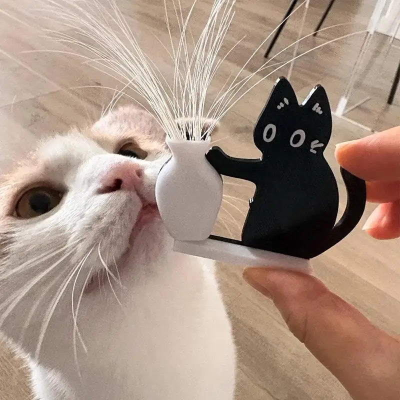 Magnetic Black Cat Pushing Vase – Cartoon Desktop Ornament Desktop Ornament Nixie