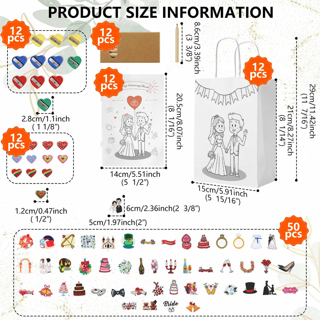 Kids Wedding Activity Pack – 12-Set Favor Kit with Coloring Books Wedding Activity Set Nixie Style A Other