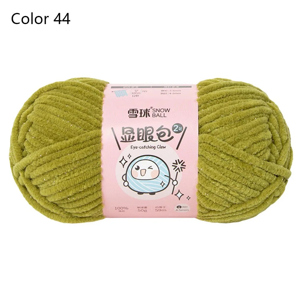 Soft Chenille Yarn 50g 59M 4.5mm – Shiny Chunky Knitting Yarn
