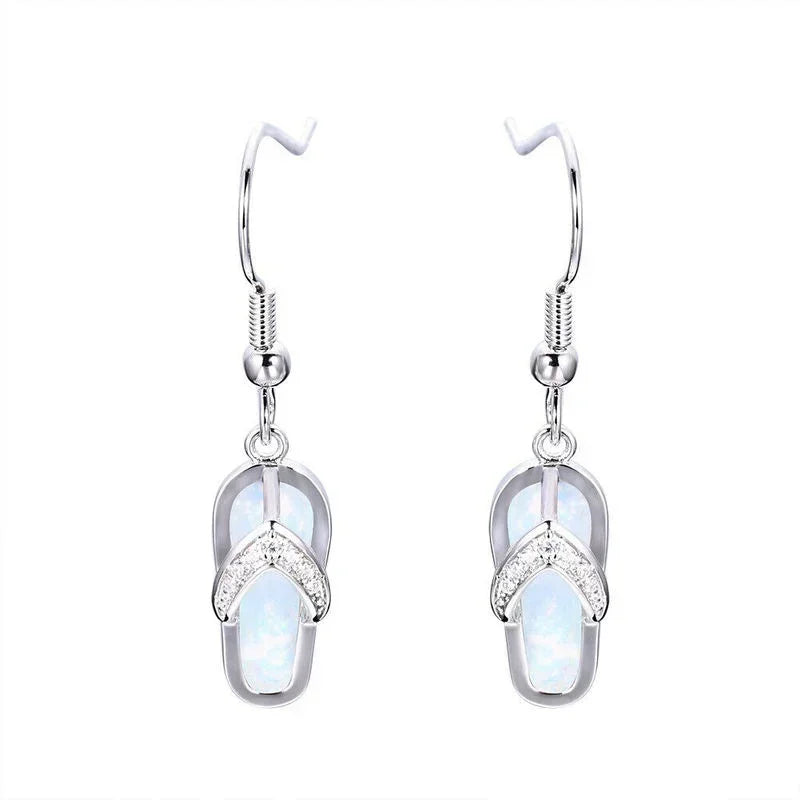 White Simulated Opal Stud Earrings – Lead & Nickel Free Stud Earrings Nixie