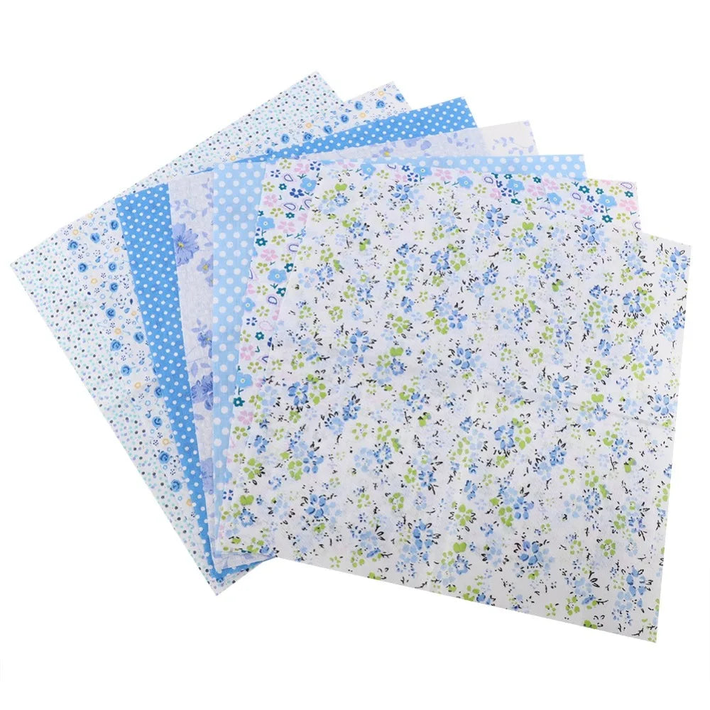 7Pcs Blue Polka Dot Patchwork Fabric Bundle 50x50cm