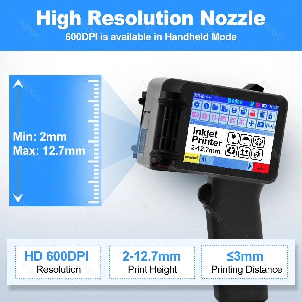 Mini Portable Inkjet Printer 600DPI – Date & Batch Coding Machine