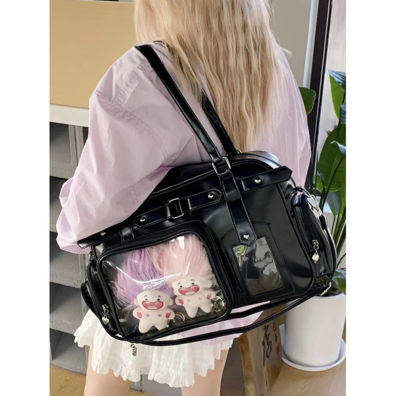 Nixie 2D Anime Purple Boston Bag – Large Shoulder & Crossbody Shoulder Tote Bag Nixie