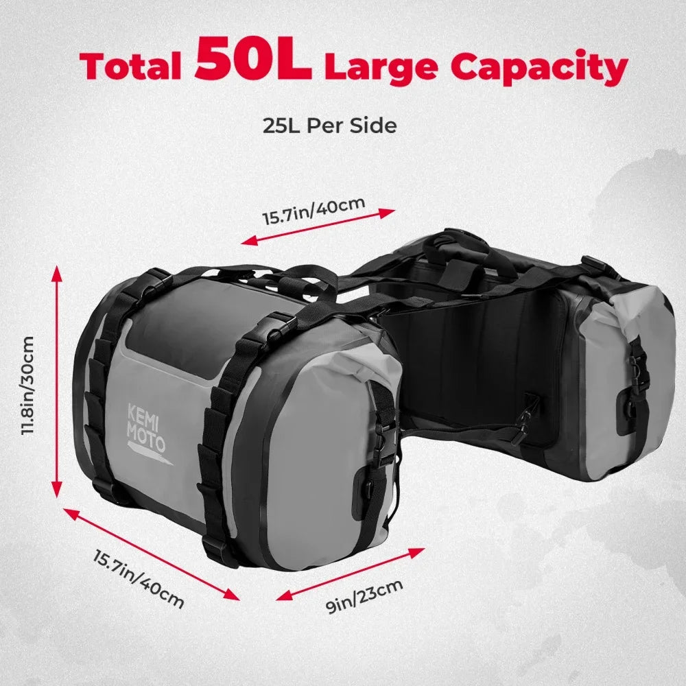 Waterproof Motorcycle Saddlebags 50L Adventure Side Bags PVC Motorcycle Saddlebags Nixie