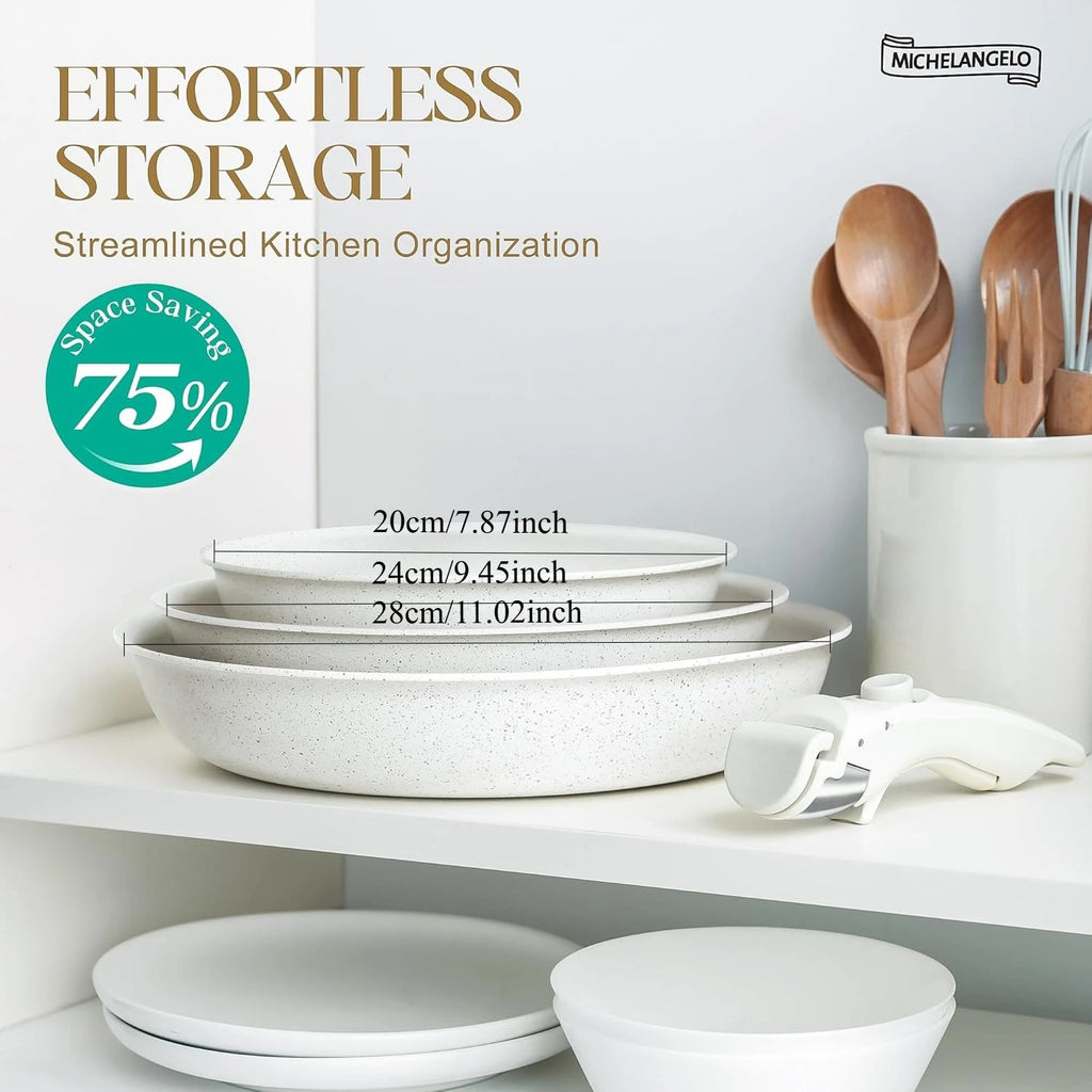 MICHELANGELO Nonstick Frying Pan Set – Granite Coated, Oven Safe Nonstick Cookware Set Nixie